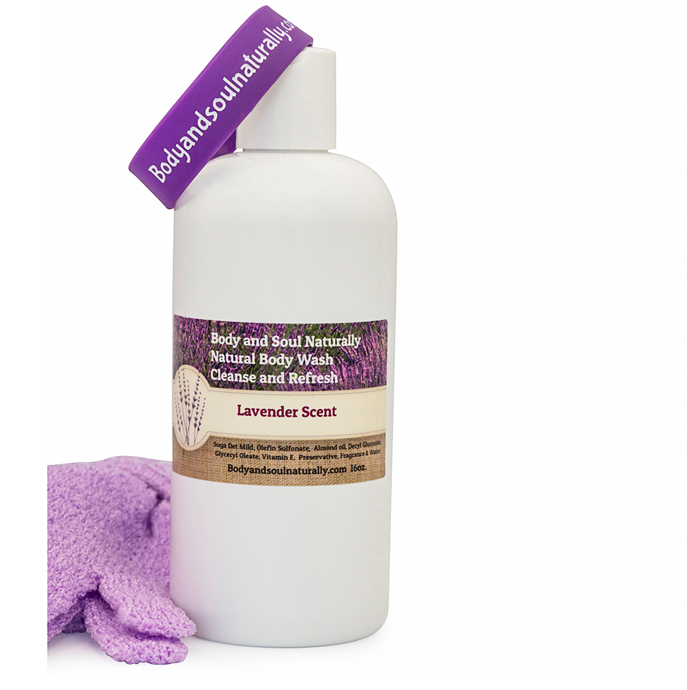 Natural Body Wash w/Exfoliating Gloves - Body and Soul Naturally LLC